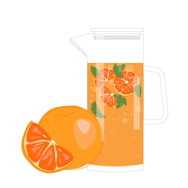Vector lemonade with oranges and mint