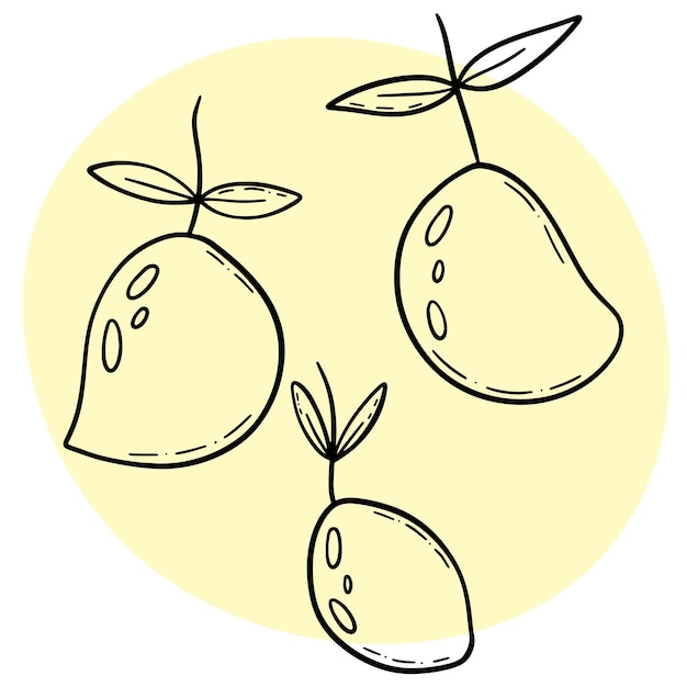 Vector lemons doodle style in black ink outline