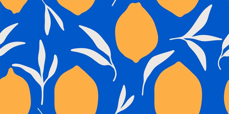Vector lemons and leaves pattern