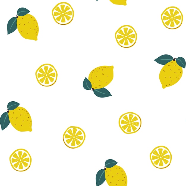 Vettore disegno di limoni e foglie