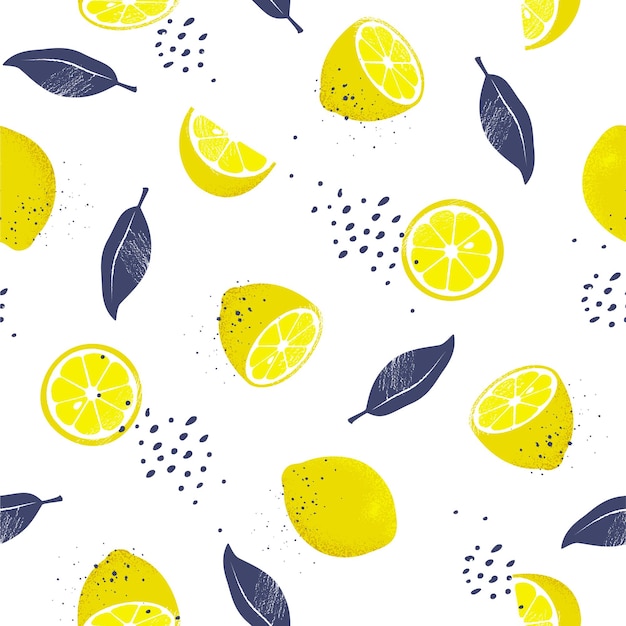 Lemons seamless pattern. illustration.