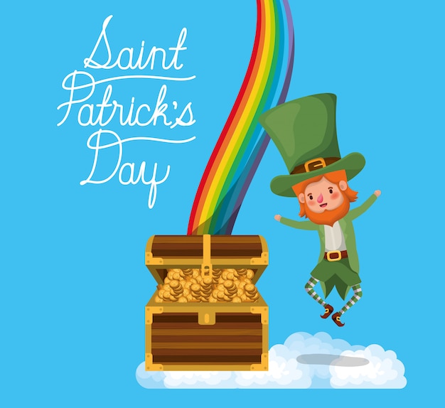 Lemprechaun with rainbow saint patricks day font