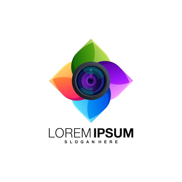 lens camera gradient logo template