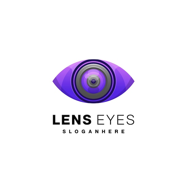 Lens eyes logo design vector color template