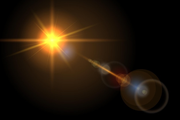 Lens flare isolated on black background