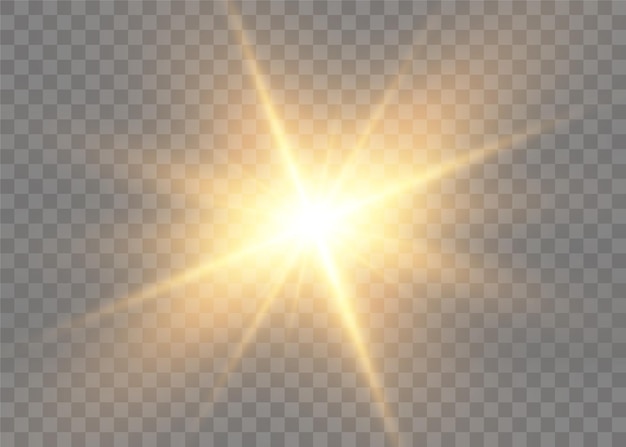 Lens flare Light glow effect Gold sparkle and glare object