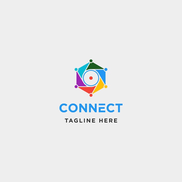 Lente esagonale tecnologia logo design vettore fotocamera internet simbolo icona illustrazione
