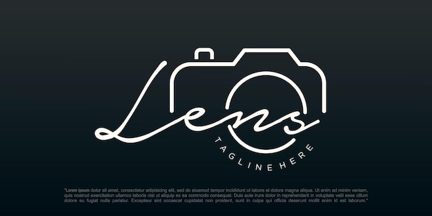 Lens photography logo design vector template