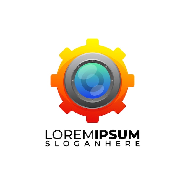 Lensmachine kleurrijk gradiënt modern logo