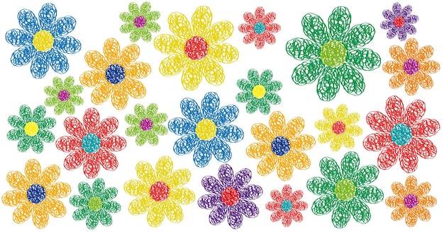 Vector lente achtergrond met de hand getekende bloemen