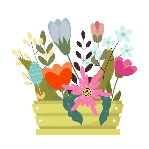 Vector lente bloemen achtergrond plat ontwerp