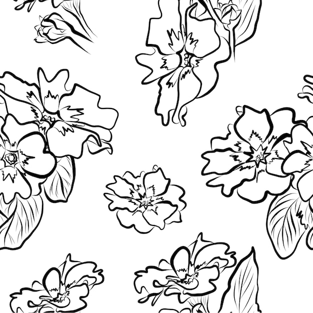 Vector lente bloemen collectie van sleutelbloem naadloze patroon tekening