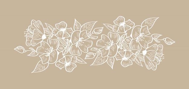 Vector lente bloemen frame sieraad scandinavische tropische geïsoleerd