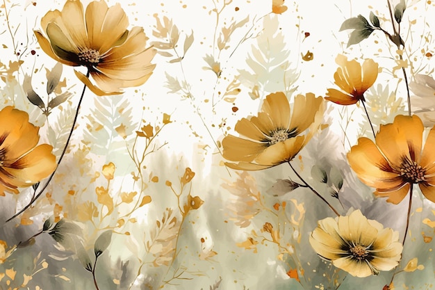 Lente bloemen in aquarel vector achtergrond Exotische natuur ontwerp voor cover muur kunst uitnodiging stof poster canvas print in aquarel stijl