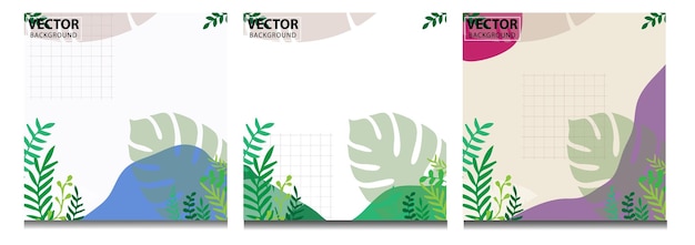 Lente groene vierkante achtergronden Minimalistische stijl met florale elementen en textuur Bewerkbare vector sjabloon voor kaartbanner uitnodiging sociale media post poster mobiele apps webadvertenties