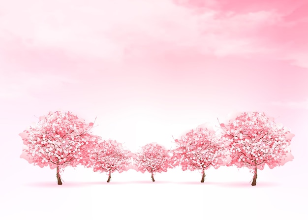 Lente natuur achtergrond met een roze bloeiende sakura boom Vector