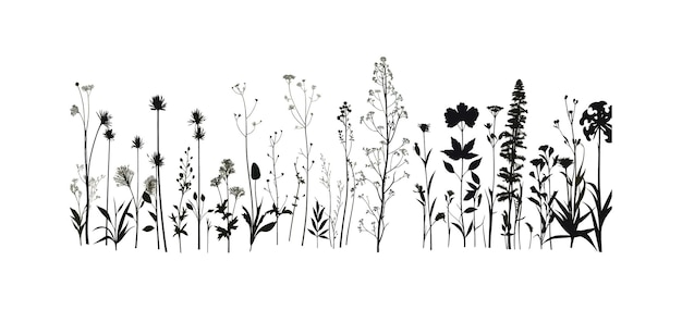 Lente van de zomer bloemen decor silhouet Vector Illustratie ontwerp