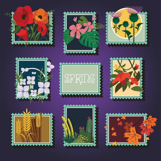 lente vector illustratie stempel met bloem ontwerp