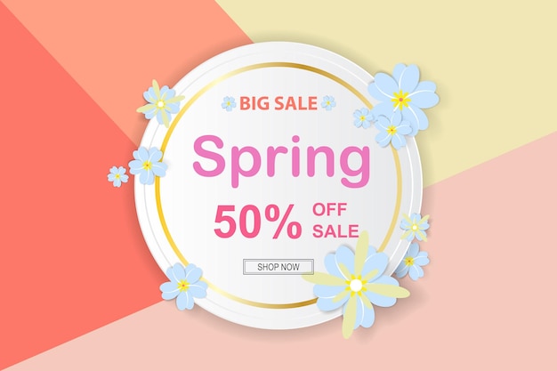 Lente verkoop achtergrond met mooie kleurrijke bloem. vector illustratie template.banners.wallpaper, uitnodiging, posters, brochure, voucher korting.