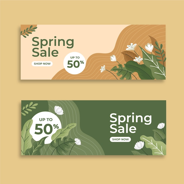 Lente verkoop banners plat ontwerp