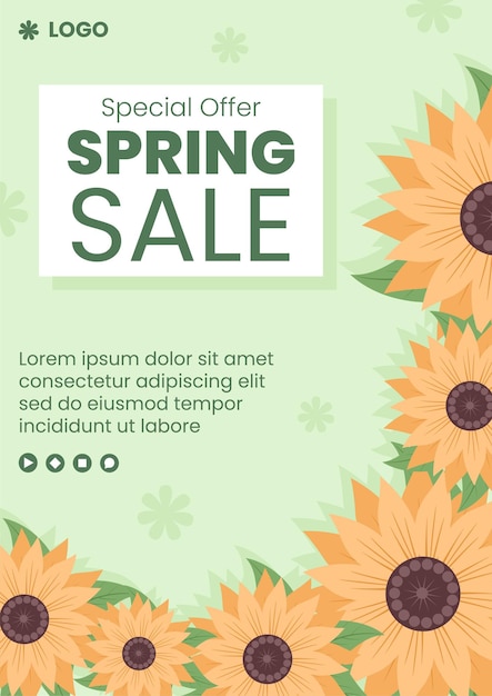 Lente verkoop met bloesem bloemen Flyer sjabloon plat ontwerp illustratie bewerkbaar van vierkante achtergrond voor sociale media of wenskaart