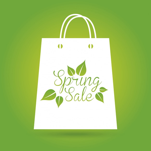 lente verkoop over groene achtergrond vectorillustratie