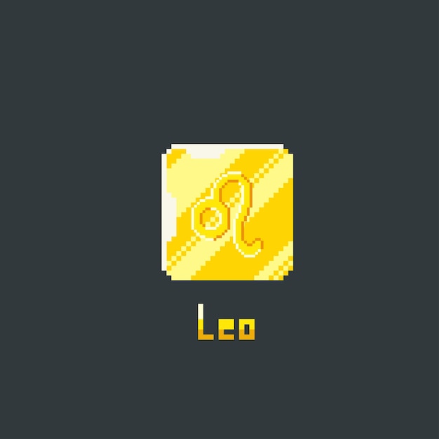 Leo gouden token in pixel art-stijl