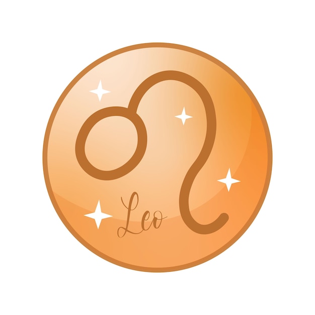 Leo isolated astrological zodiac sign with shiny stars in circle shape