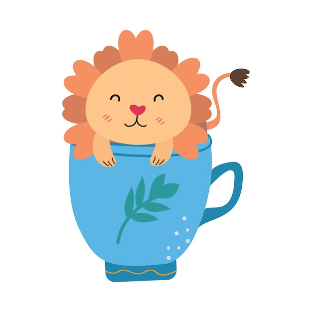 Leo sitting in a mug