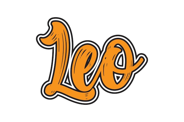 Leo text effect lettering in doodle style Vector illustration