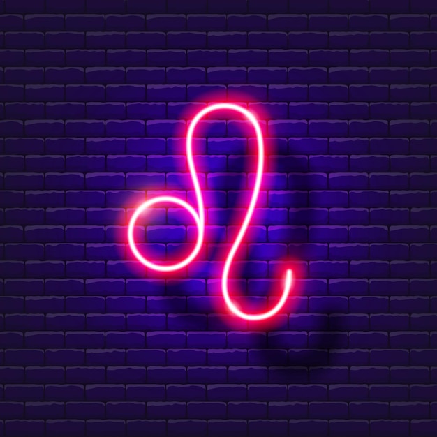 Vector leo zodiac sign neon icon astrological zodiac signs glowing symbol