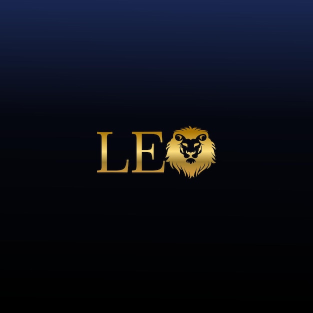 leo zodiac wordmark logo lion head replacing letter o