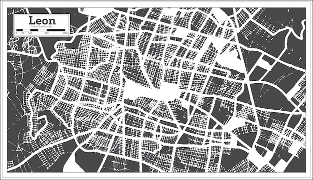 Leon Mexico-stadskaart in retrostijl Overzichtskaart