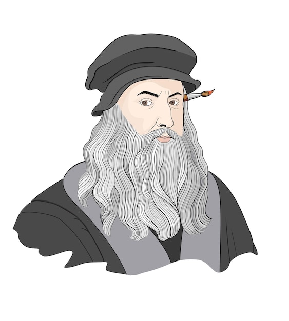 Vector leonardo da vinci was an italian polymath of the high renaissance who is widely considered one of th