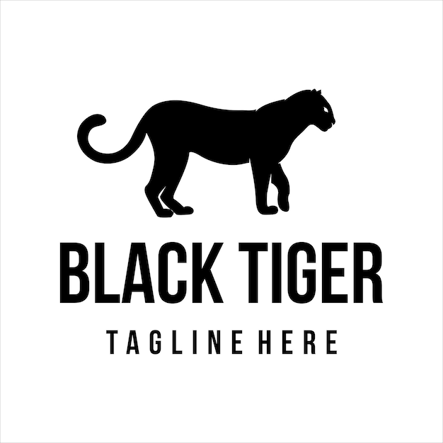 ヒョウ黒ロゴ ベクトル テンプレート、白い背景で隔離のタイガー デザインのシルエット シンボル。
