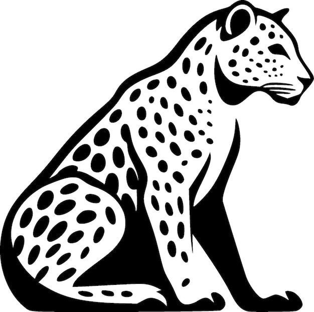 Vector leopard black and white isolated icon vector illustration