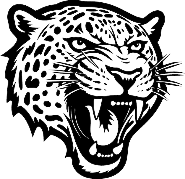 Leopard Black and White Isolated Icon Vector illustration