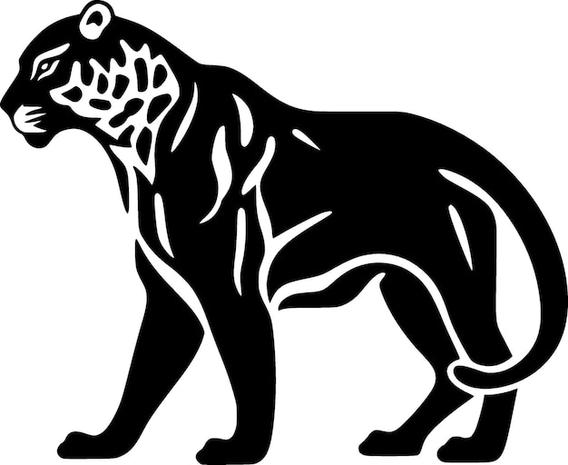 Vettore illustrazione vettoriale dell'icona isolata in bianco e nero del leopardo