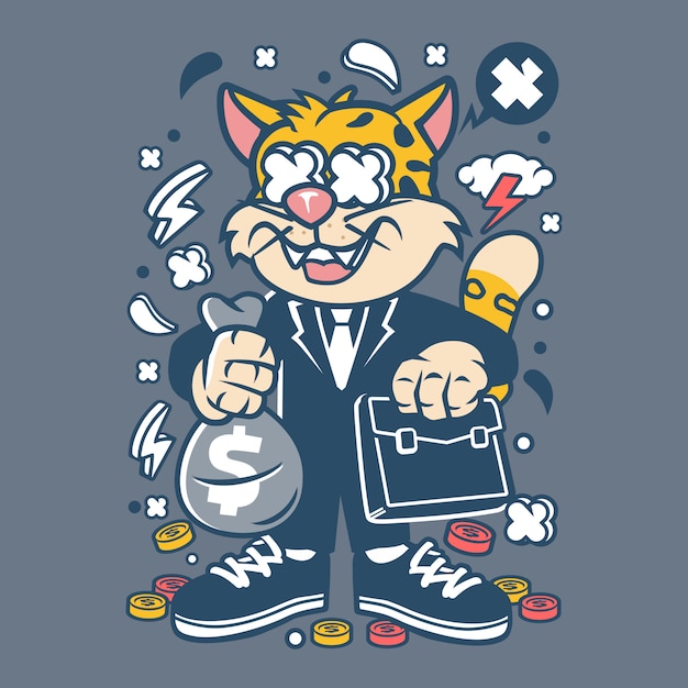 leopard businessman cartoon
