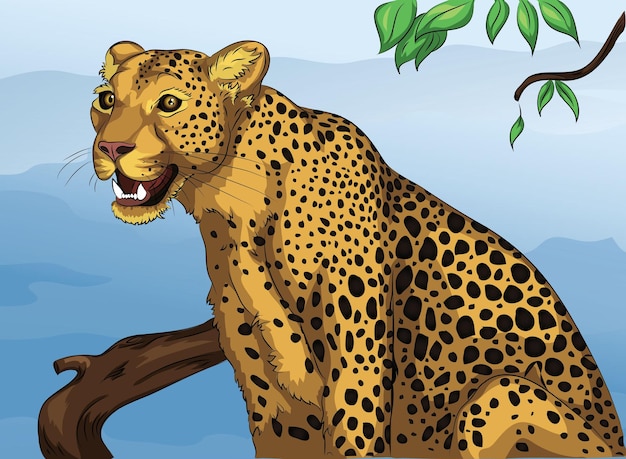 Vector leopard in forest