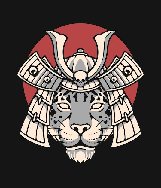 Leopard head samurai illustration