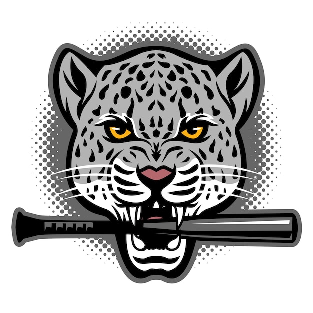 Leopard head with baseball stick