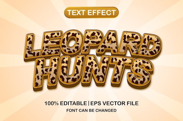 Vector leopard hunts 3d editable text effect