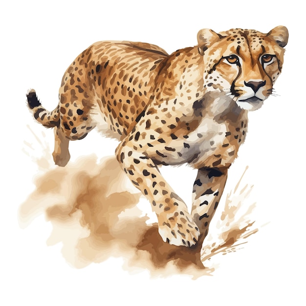 Vector leopard is walking in watercolor painting style