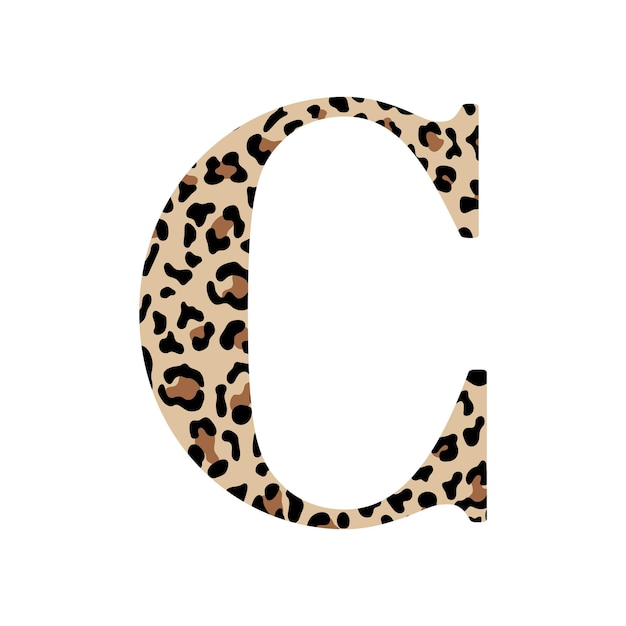 Vettore leopardo lettera c monogramma di lusso iniziale di stampa di animali selvatici