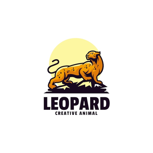 Vector leopard mascot cartoon style logo