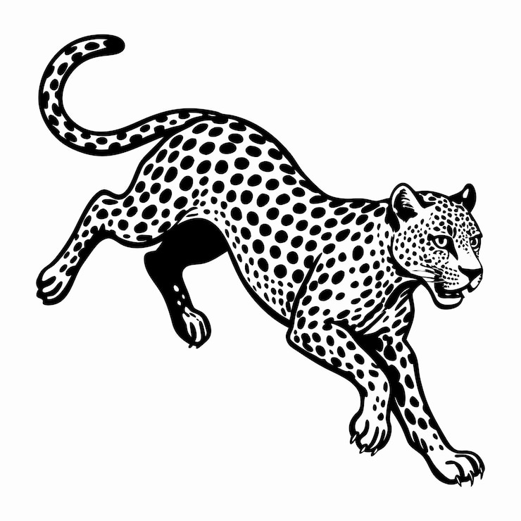 Vector leopard pouncing svg