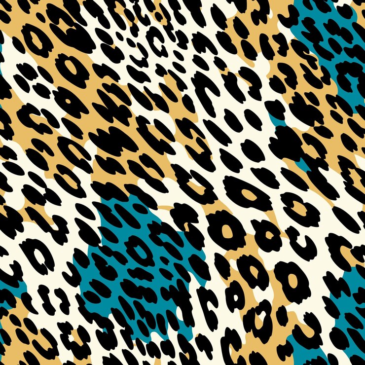 Vector a leopard print with blue and yellow spots seamless pattern vector illustration