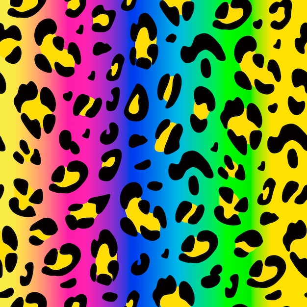 ヒョウの虹のシームレスなパターン動物のようなパターン