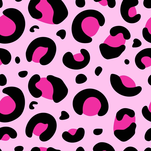 Vector leopard seamless animalistic pattern abstract black and pink illustration safari animal skin for wallpaper fabric wrapping background